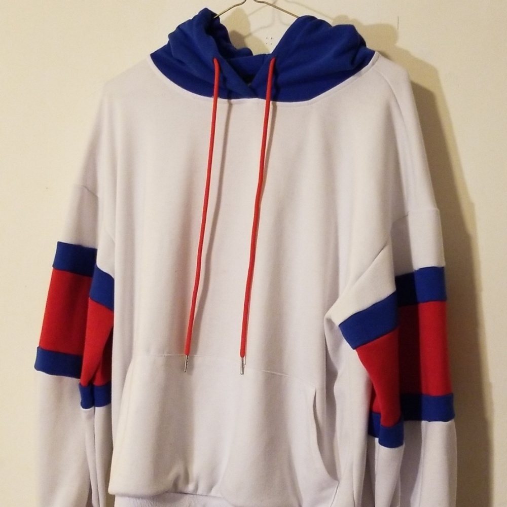 Zaful Unisex Red, White & Blue hoodie size Large